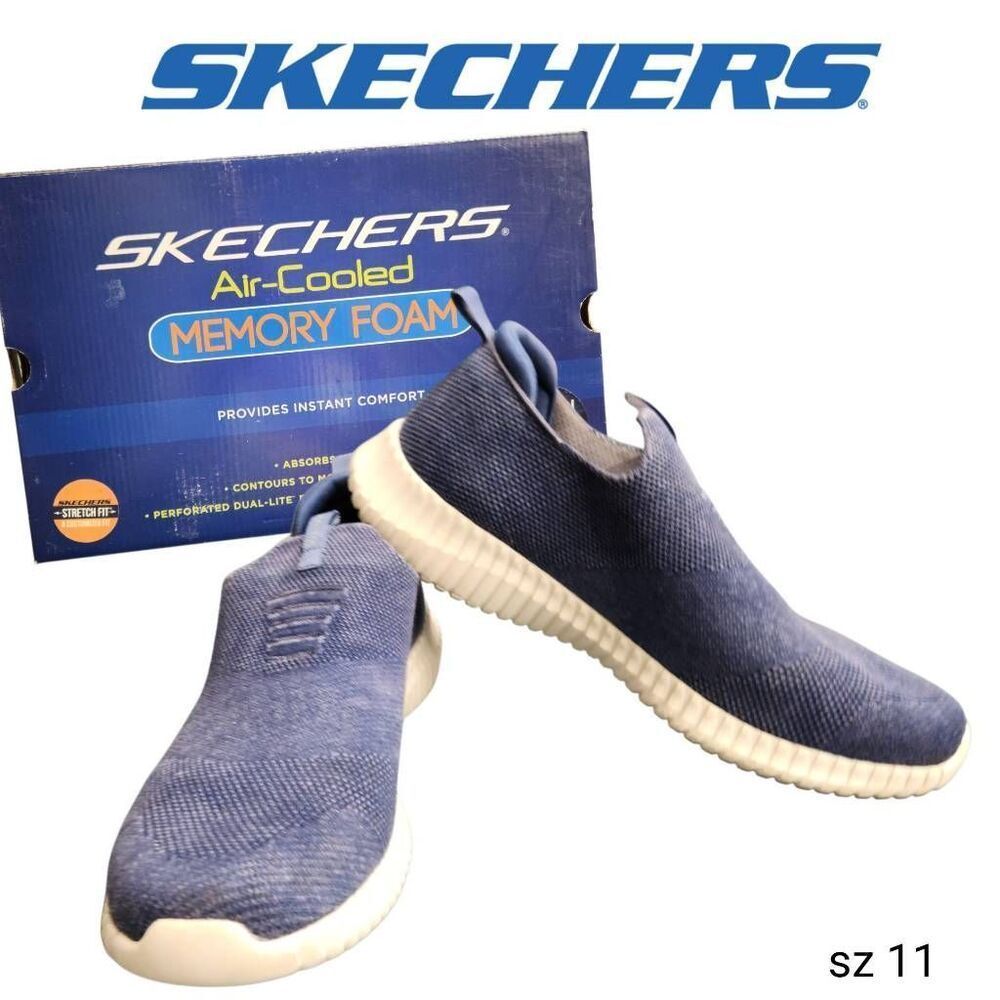 SKECHERS Blue Elite Flex Azarak Stretchable Comfort Loafer Shoe in Original Box